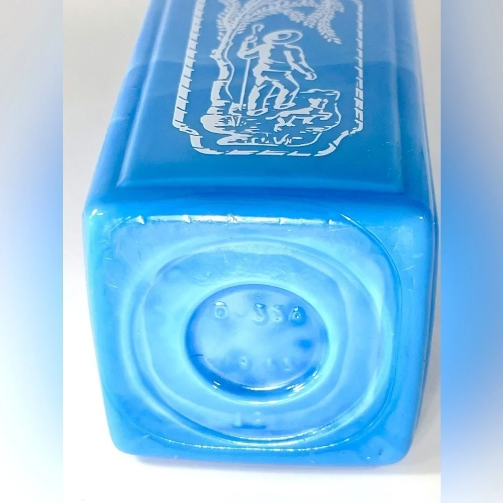 Jim Beam 1965 Blue Slag Milk Glass Decanter Whiskey Bottle Shepard & Dog Cork